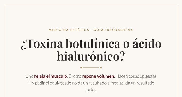 Toxina Botulínica o Ácido Hialurónico: cuál necesitas según lo que te molesta